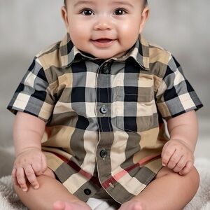 Burberry Kids Plaid Shirt - Beige, Black, and Red